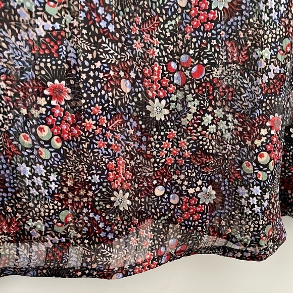Anthropologie W5 Sheer Floral Blouse Black Small - Picture 7 of 10